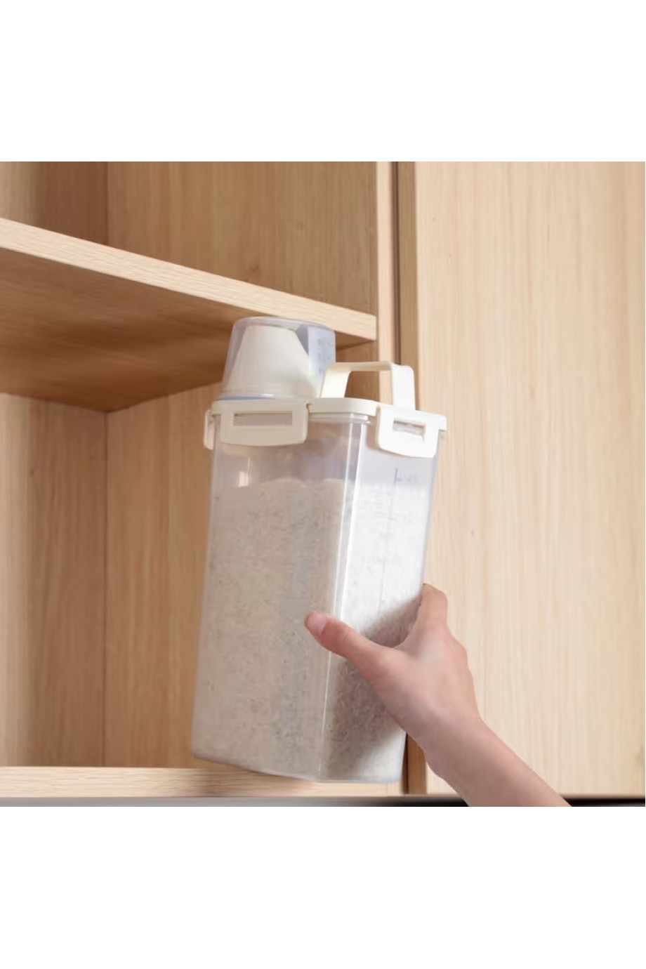 Ölçü Kabı Kapaklı Bakliyat Saklama Kabı - Kulplu Tasarım - 1800 ml