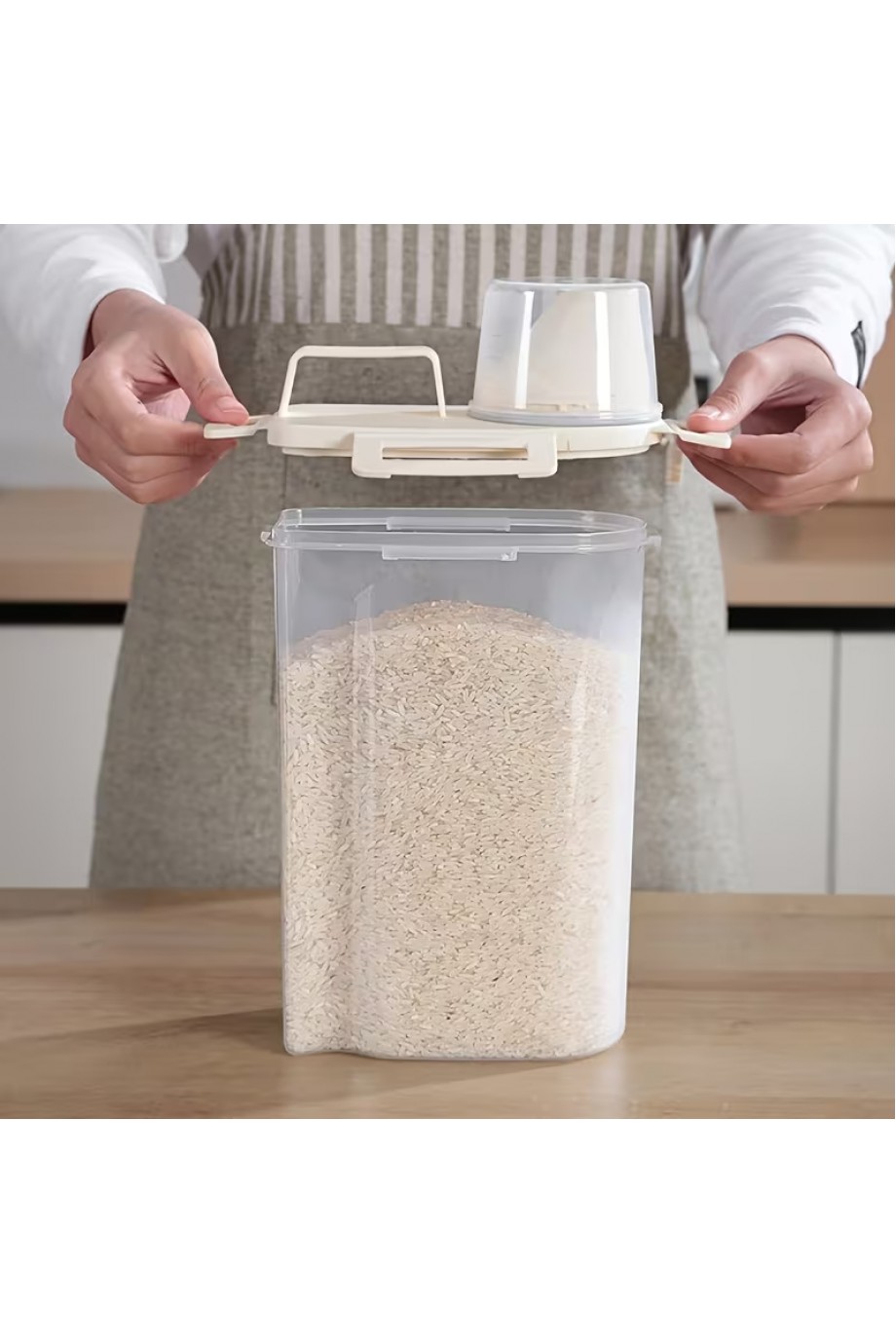 Ölçü Kabı Kapaklı Bakliyat Saklama Kabı - Kulplu Tasarım - 1800 ml