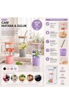 1000 ml Cam Matara Kupa Bardak - Bambu Kapaklı - Silikon Kılıflı - Çelik Pipetli