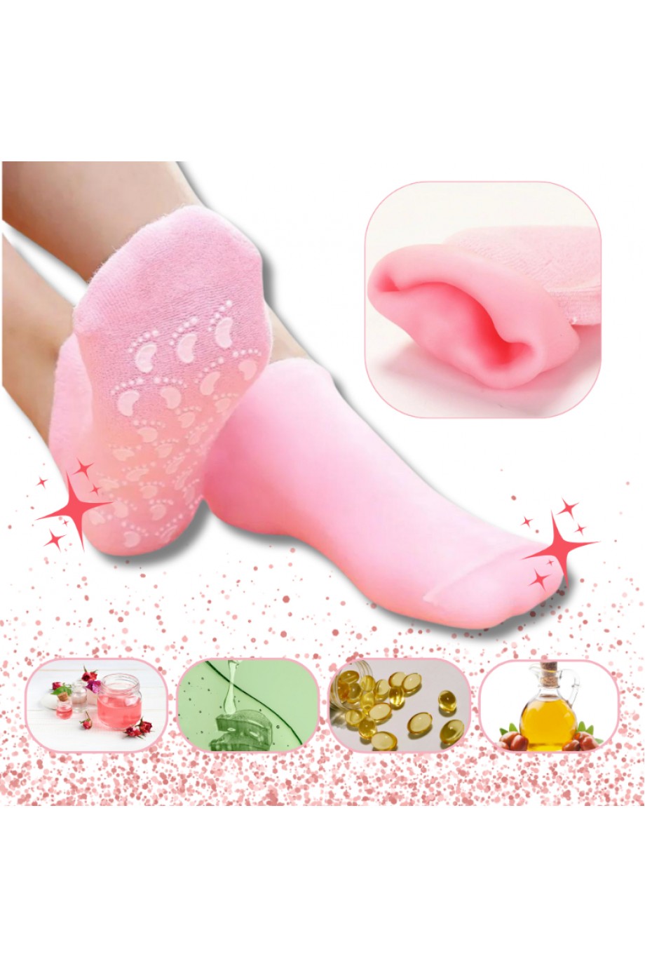 Ayak Nemlendirici Jel SPA Çorabı - Yumuşatıcı Jel Kaplama