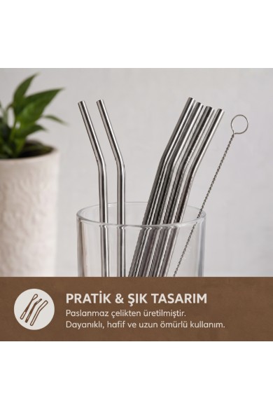 6'lı Kaşıklı Pipet Seti - Metal - Pipet Temizleme Fırçası 6'lı Kaşıklı Pipet Seti - Metal - Pipet Temizleme Fırçası