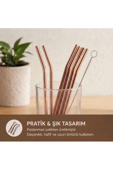 6'lı Kaşıklı Pipet Seti - Bronz - Pipet Temizleme Fırçası 6'lı Kaşıklı Pipet Seti - Bronz - Pipet Temizleme Fırçası