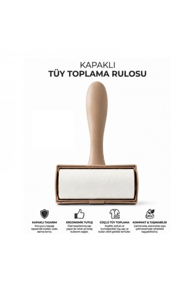 Tüy Toplama Rulosu - Kapaklı - Ergonomik - Taşınabilir Tüy Toplama Rulosu - Kapaklı - Ergonomik - Taşınabilir