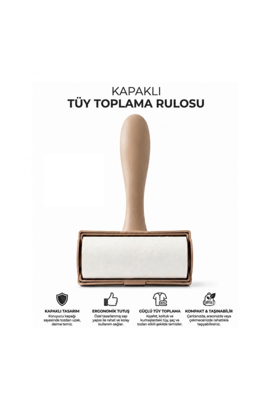 Tüy Toplama Rulosu - Kapaklı - Ergonomik - Taşınabilir