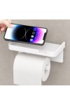 Tuvalet Kağıdı Askılığı - Raflı ve Yapışkanlı - Matkapsız Banyo Aksesuarı