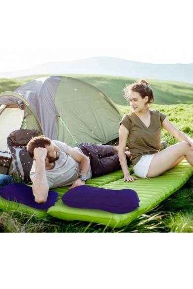 Şişme Kamp ve Yolculuk Yastığı - Ergonomik - Kadife Yüzey