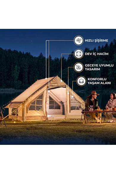 6 Kişilik Şişme Kamp Çadırı - 4 Mevsim - Dev İç Hacim