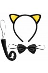 Sarı Kulaklı Kedi Kostüm Seti – Taç,Papyon,Kuyruk