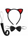 Kırmızı Kulaklı Kedi Kostüm Seti – Taç,Papyon,Kuyruk