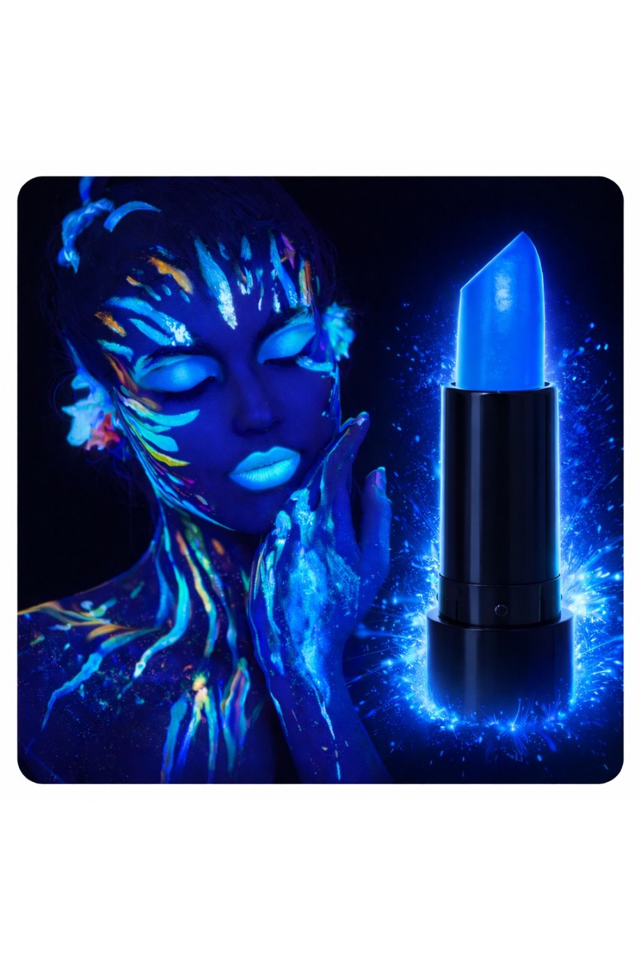 UV Neon Mavi Ruj – Karanlıkta Parlayan Makyaj Boyası