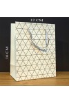 Beyaz Geometrik Desenli Mini Boy Karton Hediye Çantası
