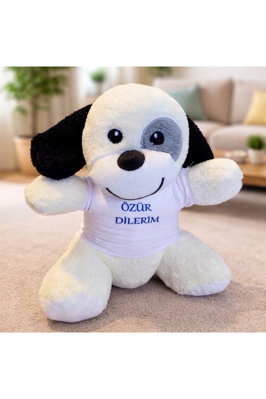Özür Dilerim Tişörtlü Sevimli Benekli Peluş Köpek
