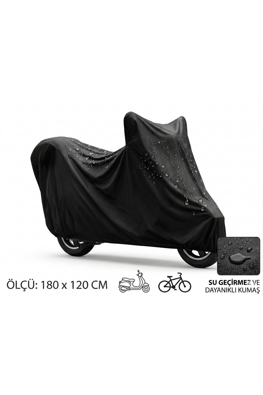 Su ve Toz Geçirmez Motosiklet ve Scooter Koruma Brandası 180x120 cm