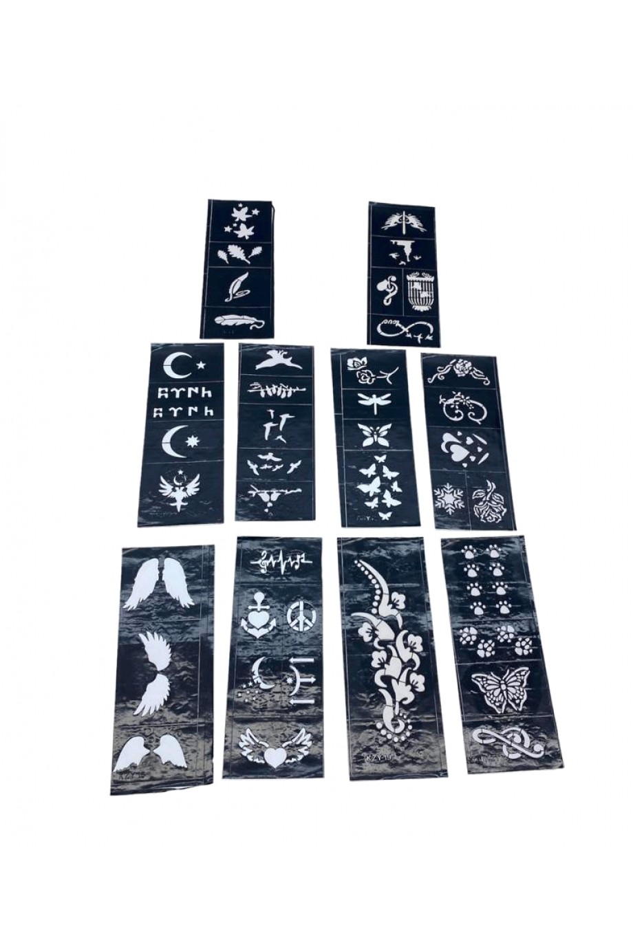 Karışık Desenli Tüp Kına Şablonu - 10'lu Paket - 8x20 cm