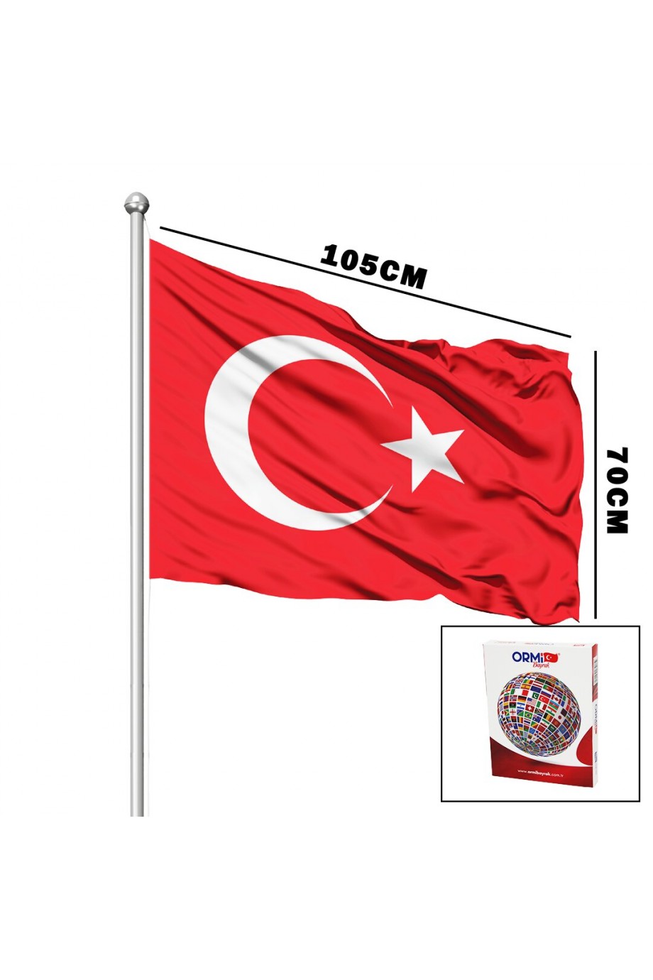 Türk Bayrağı - 70x105 cm - Alpaka Kumaş
