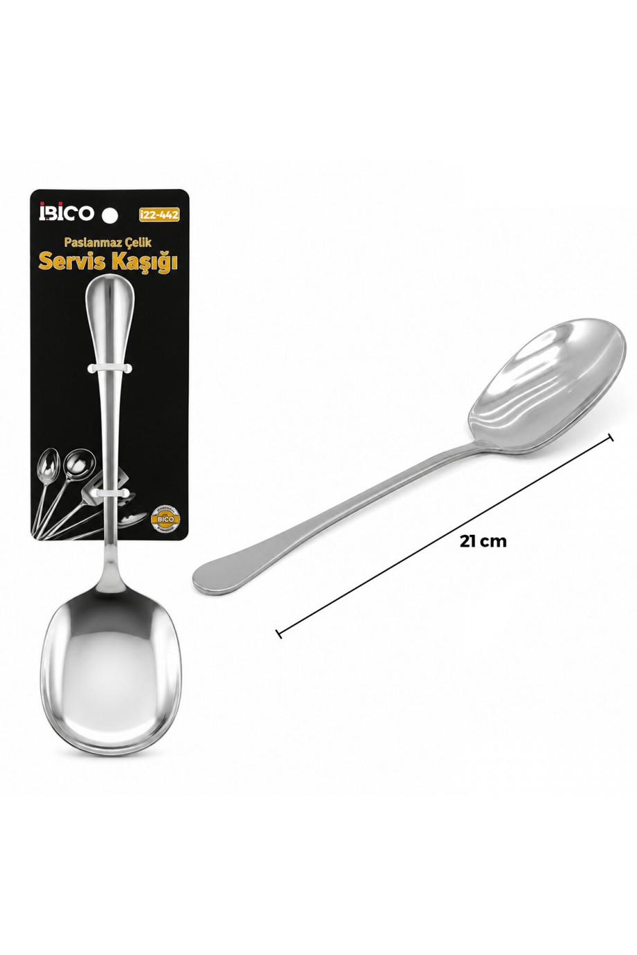 Metal Servis Kaşığı - 21 cm - Krom Renk