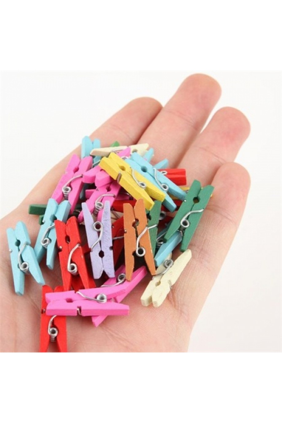 Ahşap Renkli Mini Mandal 100 Adet