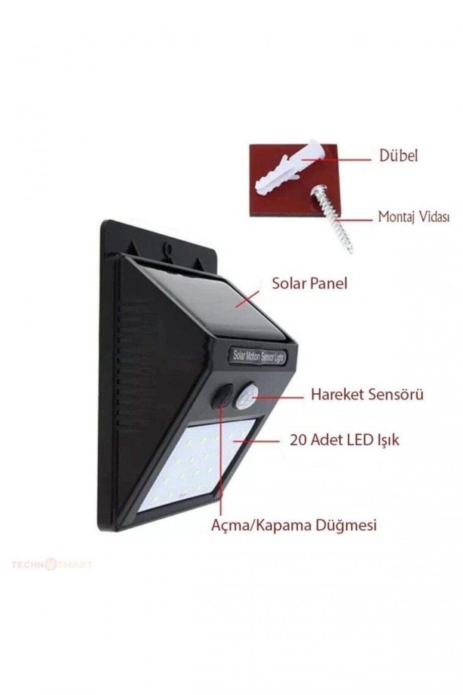 Hareket Sensörlü Solar Dış Mekan Lambası