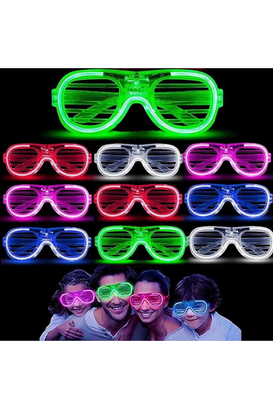 Glow Işıklı Panjur Parti Gözlüğü 12 Adet