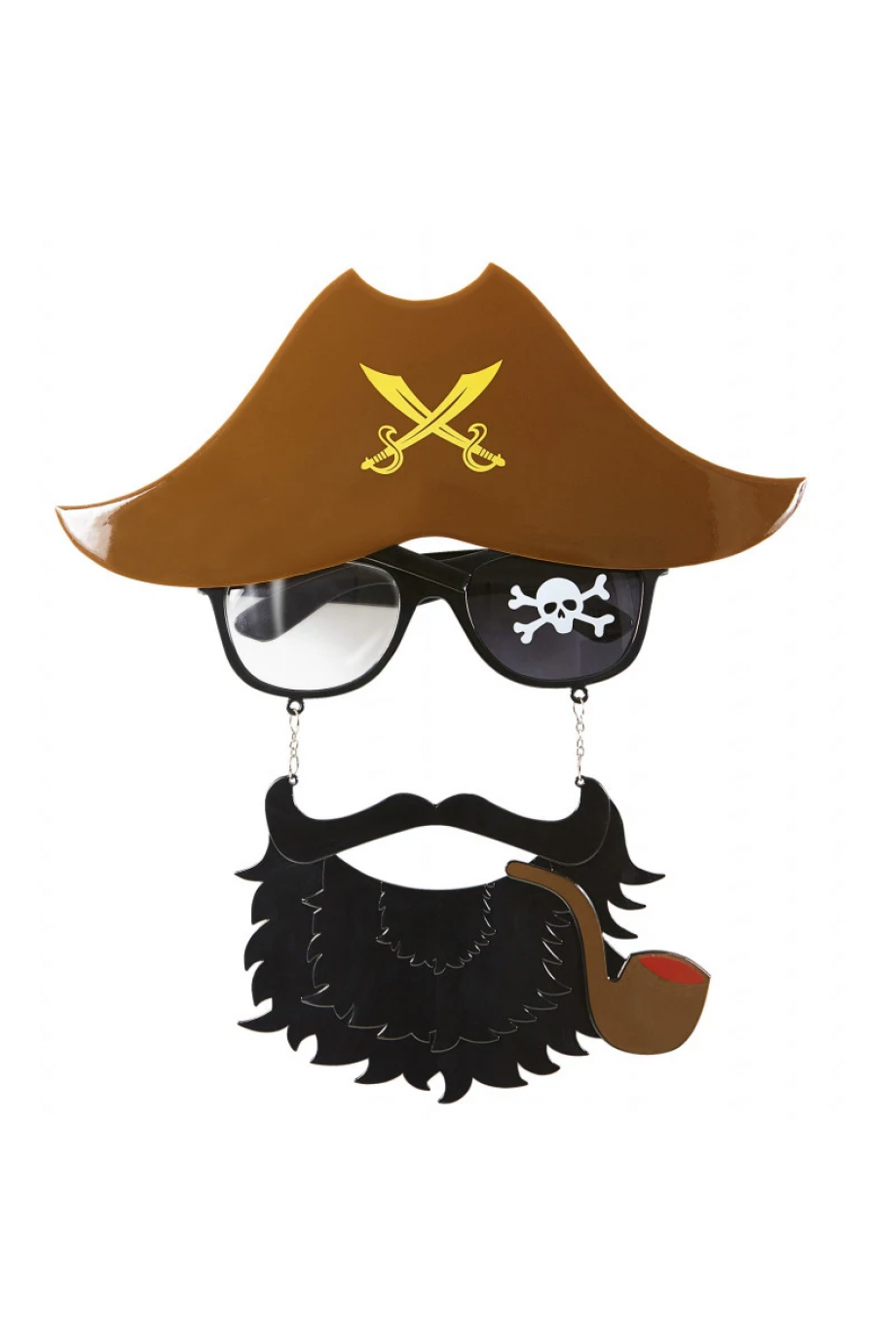Kahve Şapkalı Pipolu Jack Sparrow Gözlüğü