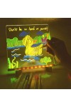 LED Aydınlatmalı Yazı ve Çizim Tahtası - Küçük Boy 20x20 cm