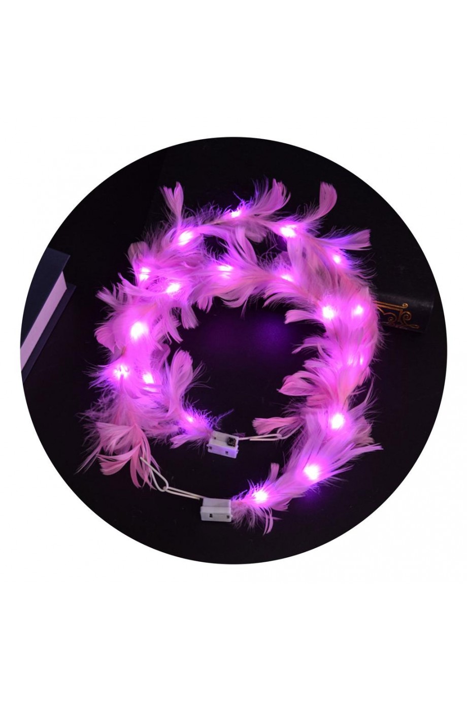 Led Işıklı RGB 3 Fonksiyonlu Otrişli Parti Tacı Pembe Renk