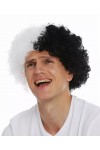 Siyah Beyaz Kıvırcık Afro Bonus Taraftar Peruğu Siyah Beyaz Kıvırcık Afro Bonus Taraftar Peruğu