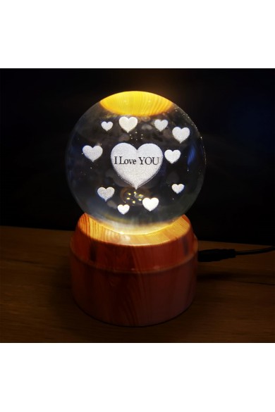 Kalpli I Love You Tasarımlı Dönen Cam Küre
