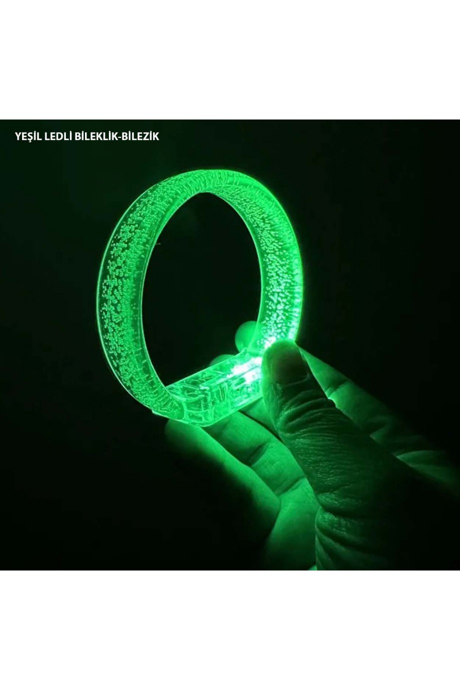 Yeşil Led Işıklı Baskı Yapılabilen Pilli Bileklik Bilezik