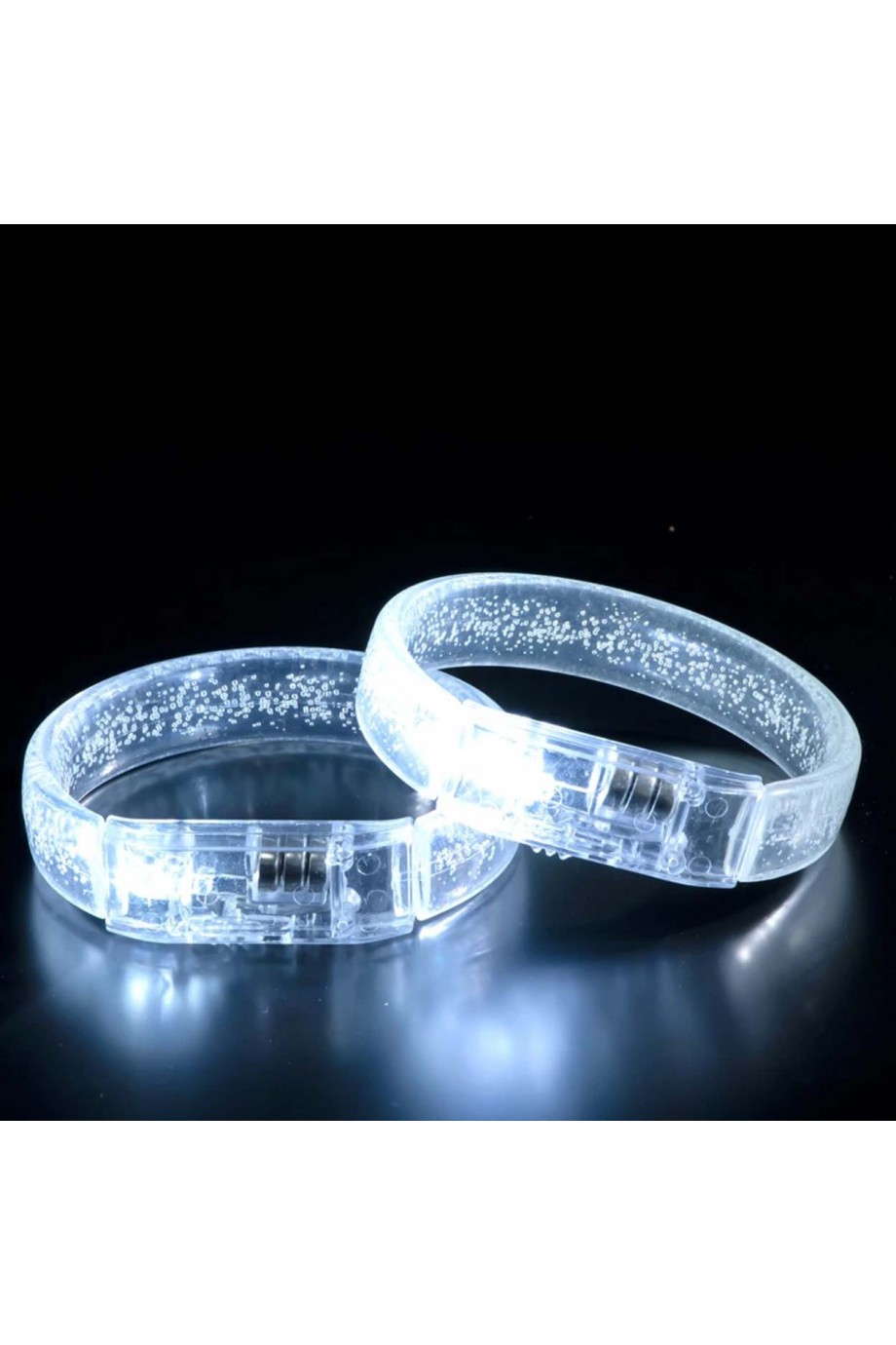 Beyaz-Gümüş Led Işıklı Baskı Yapılabilen Pilli Bileklik Bilezik