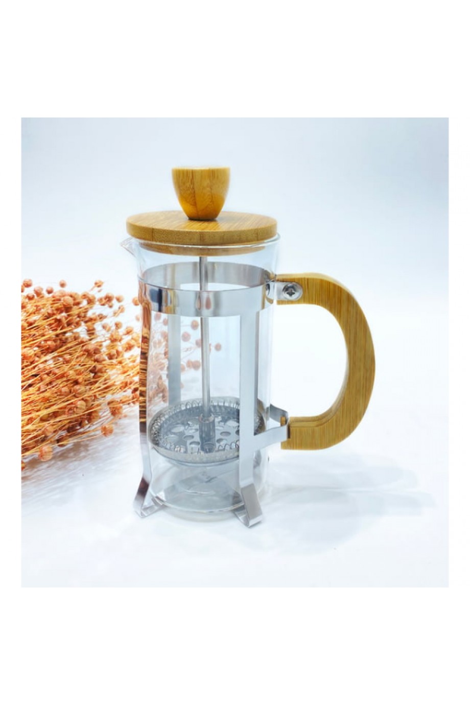 Ahşap Detaylı 350 ml Cam French Press