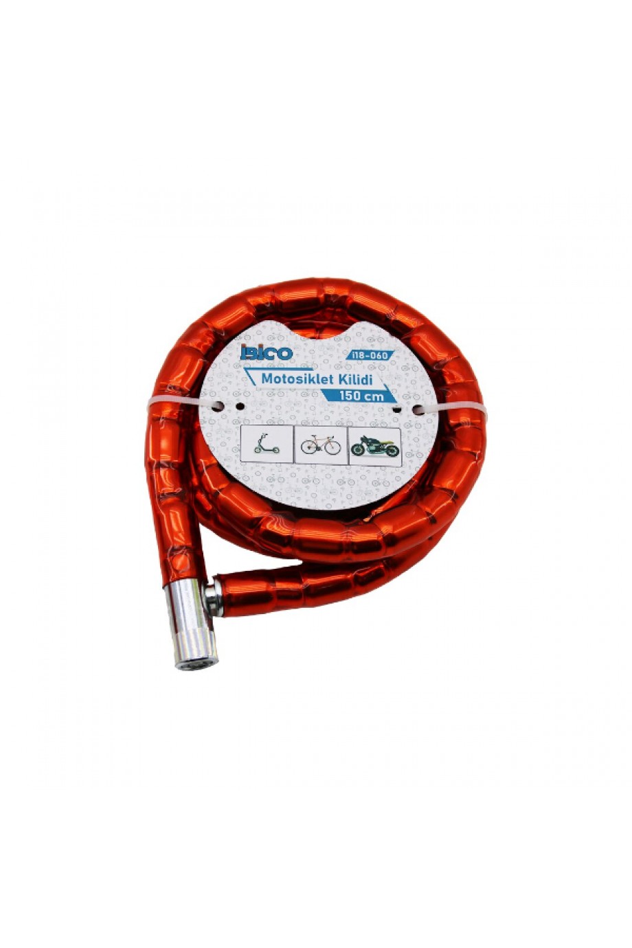Kırmızı Motor Bisiklet Kilidi 22 mm x 150 cm