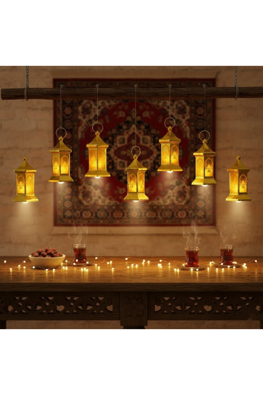 Ramazan Temalı Altıgen Kubbe LED Lamba