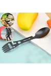 2'li Paket Taktiksel Spork Kaşık Çatal - 5 Fonksiyonlu - Paslanmaz Çelik