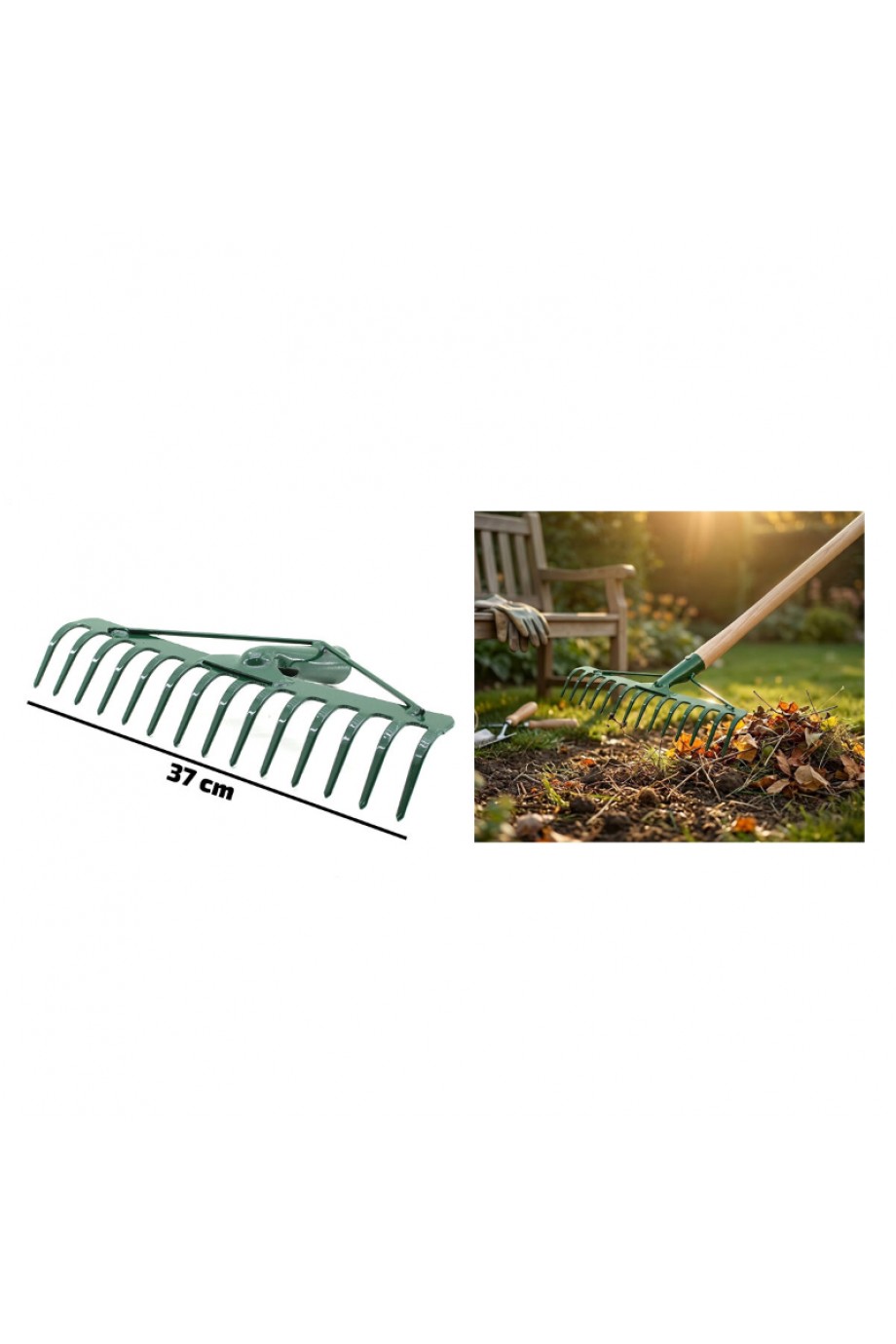 14 Dişli Metal Bahçe Tırmığı - 37 cm Genişlik - Dayanıklı Yapı