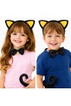 Sarı Kulaklı Kedi Kostüm Seti – Taç,Papyon,Kuyruk
